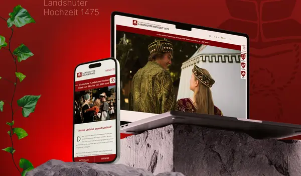 Die Website zur Landshuter Hochzeit 1475 auf Laptop und Smartphone, entworfen von der Werbeagentur Madmoses. | © Madmoses