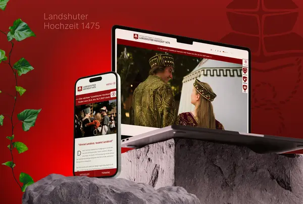 Die Website zur Landshuter Hochzeit 1475 auf Laptop und Smartphone, entworfen von der Werbeagentur Madmoses. | © Madmoses