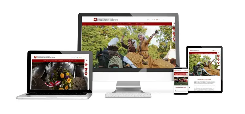 Mockup der Webseite Landshuter Hochzeit 1475