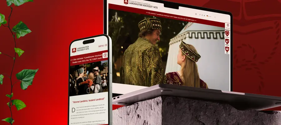 Die Website zur Landshuter Hochzeit 1475 auf Laptop und Smartphone, entworfen von der Werbeagentur Madmoses. | © Madmoses