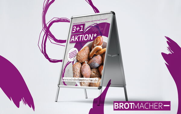 Das Bild zeigt einen Außenaufsteller der Firma: "Brotmacher"