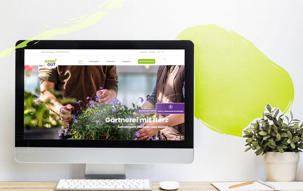 Bild zeigt die Website der Firma: "Grün und Gut" auf dem Mac