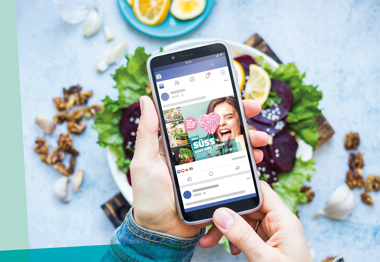Das Bild zeigt eine Social Media Anzeige auf dem Bildschirm eines Handy's
