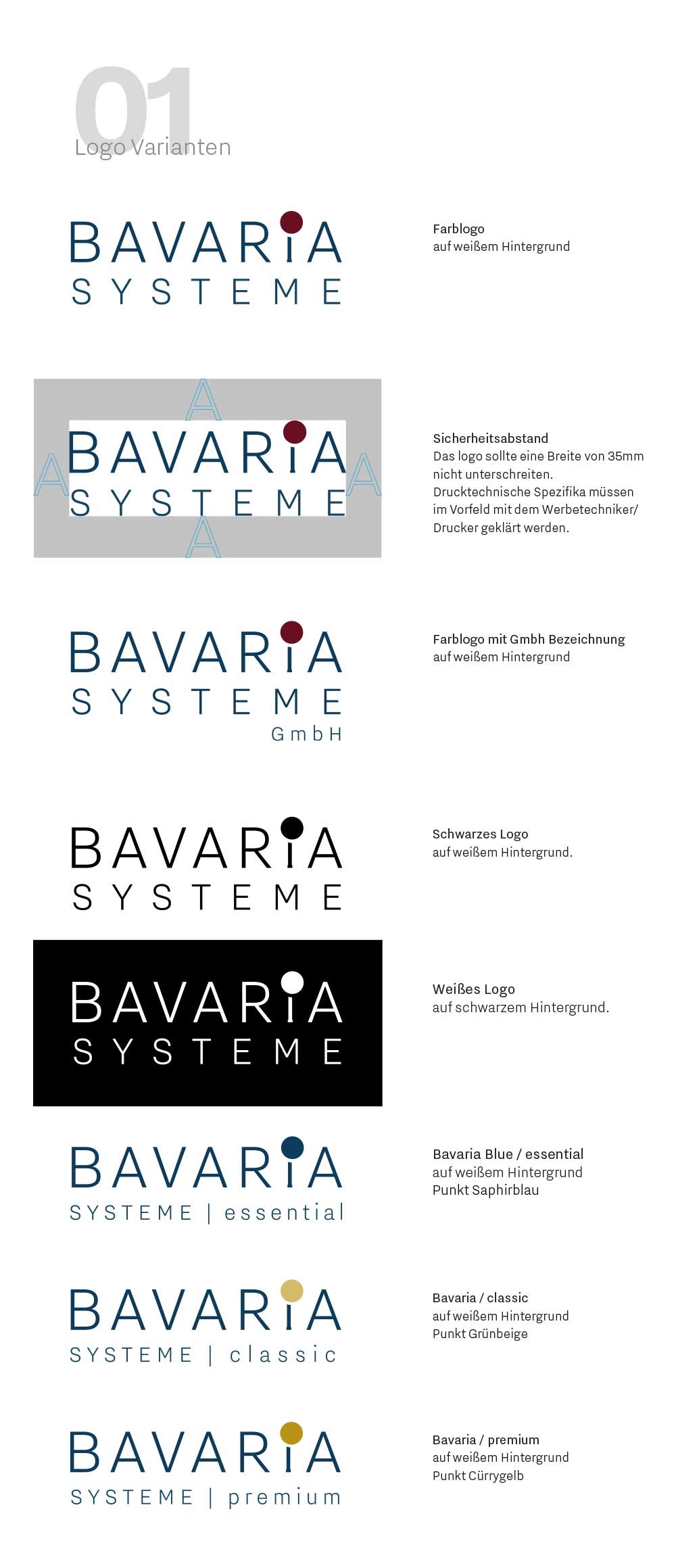 Bild zeigt einen Ausschnitt aus dem Styleguide der Firma: "Bavaria Systeme"