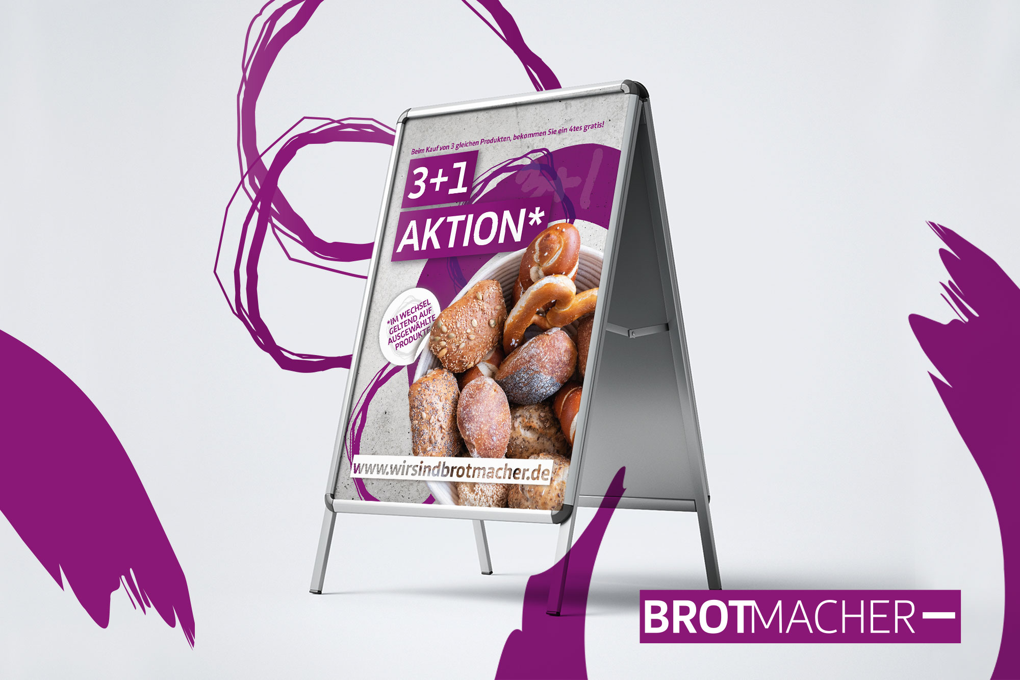 Das Bild zeigt einen Außenaufsteller der Firma: "Brotmacher"