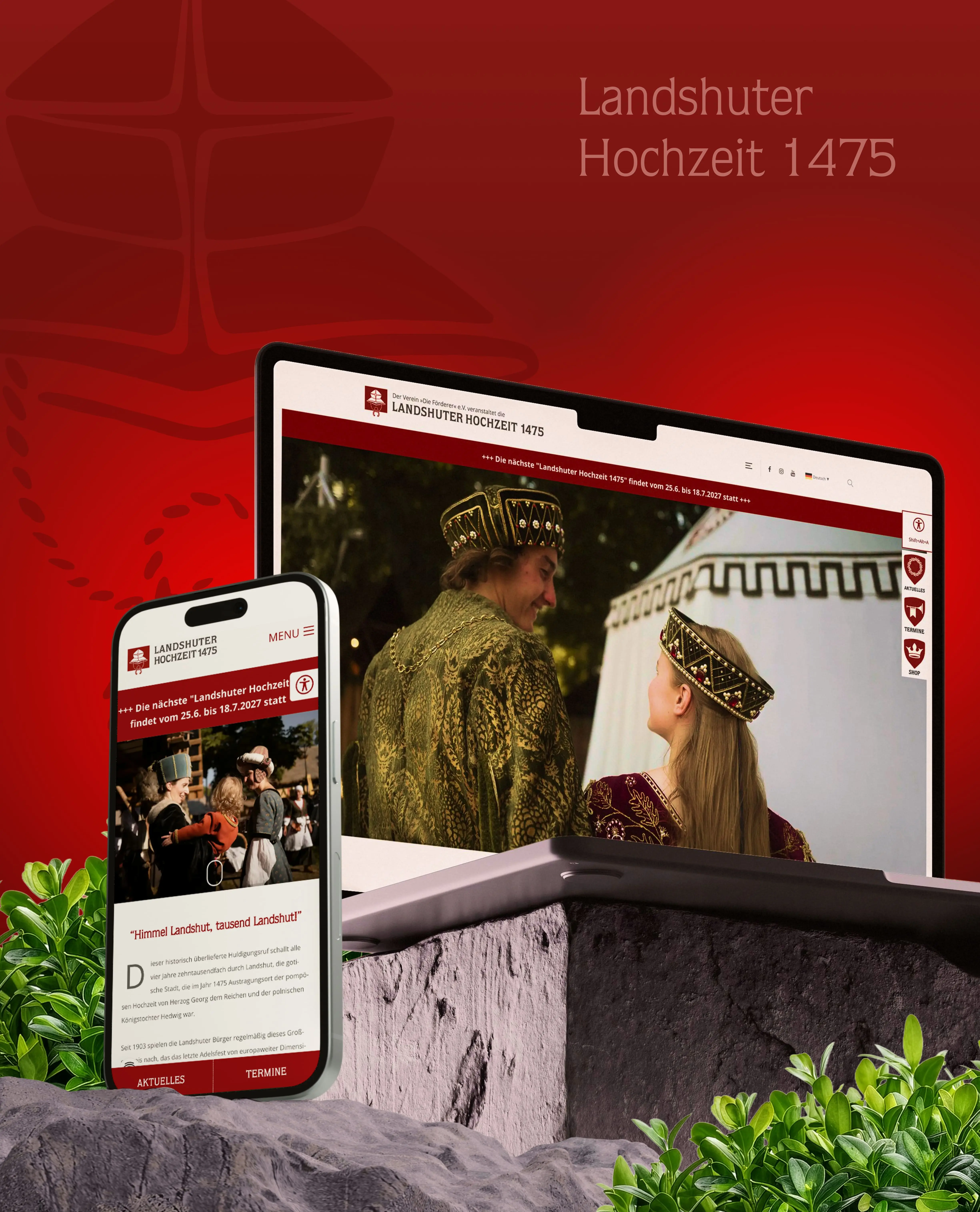 Werbeagentur madmoses präsentiert das Webdesign zur Landshuter Hochzeit 1475 auf mobilen und Desktop-Geräten. | © madmoses