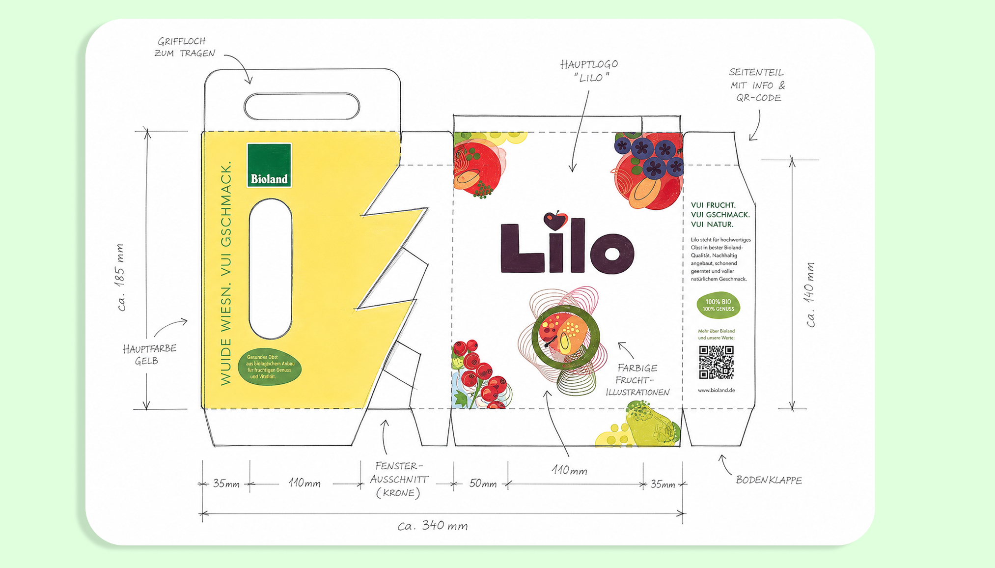 Das Verpackungsdesign für "Lilo" zeigt frische Früchte und Farben, ideal für Corporate Design und Webdesign | © madmoses.